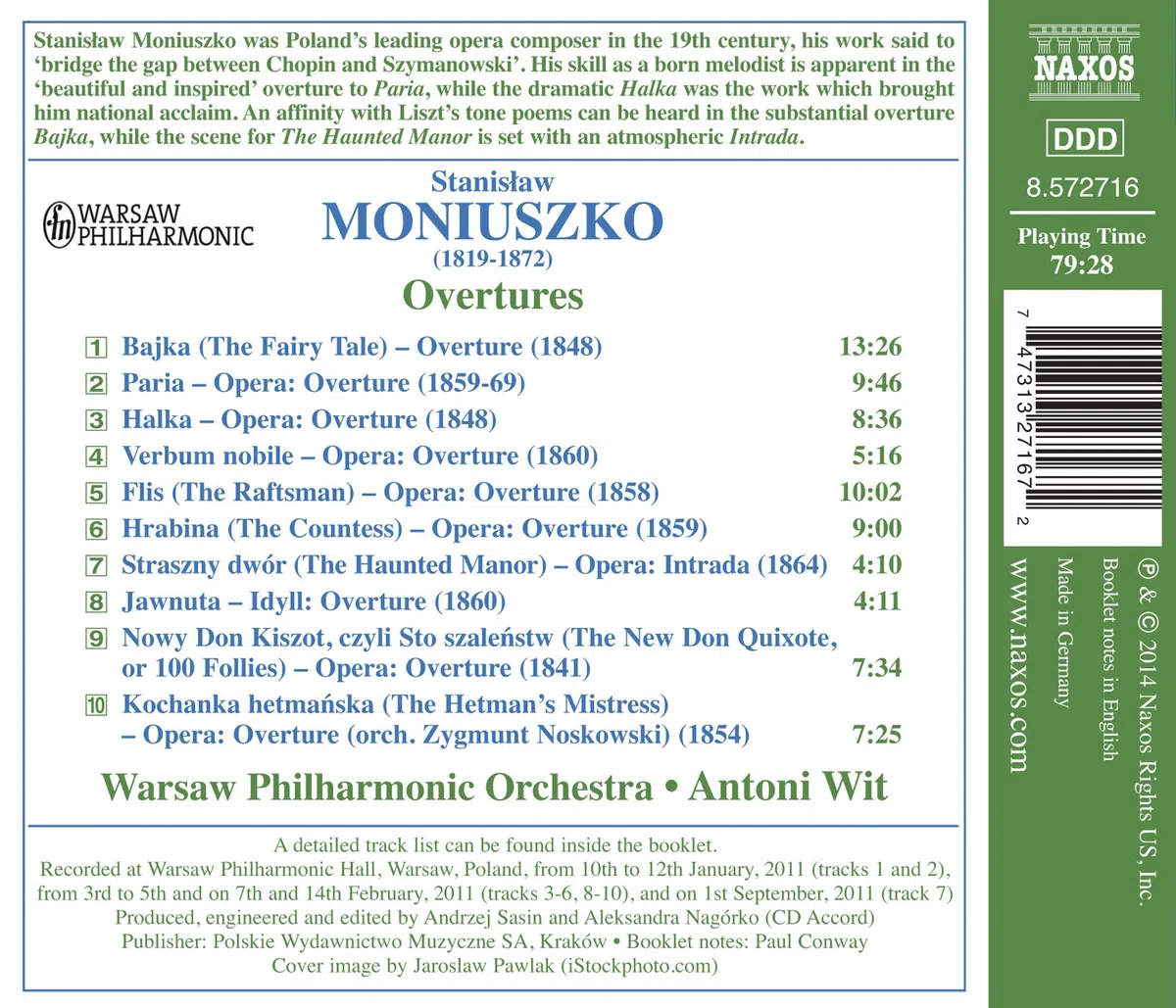 Stanislaw Moniuszko : Ouvertures