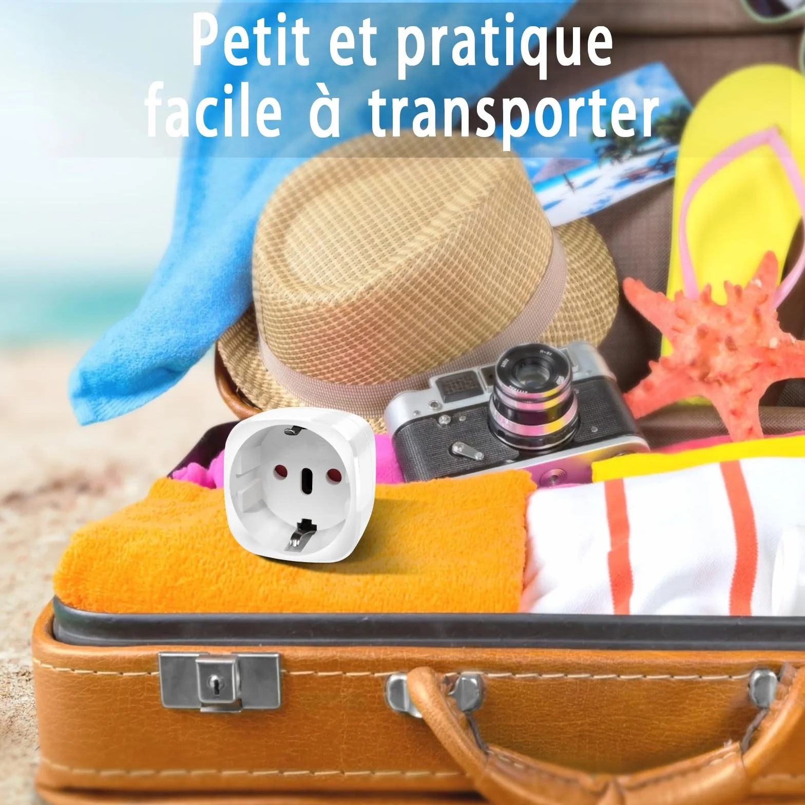 Adaptateur Prise Anglaise Type G, Adaptateur de Voyage France vers UK, 2 Pièces, Blanc