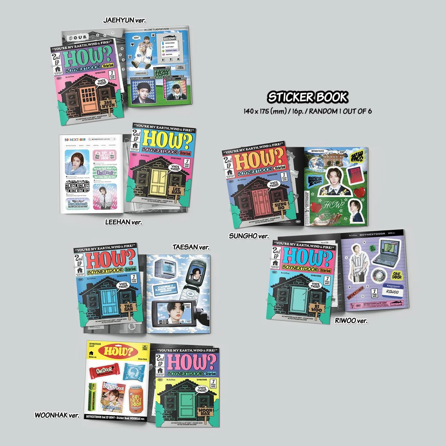 BOYNEXTDOOR - 2nd EP [HOW?] (Sticker Ver.) Sticker R + Polaroid + Photocard + Door Hanger + 3 Extra Photocards