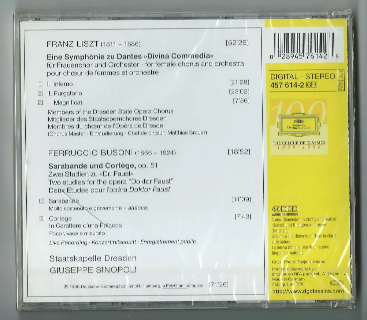 Liszt Dante Symphonie Busoni Sarabande Cortege