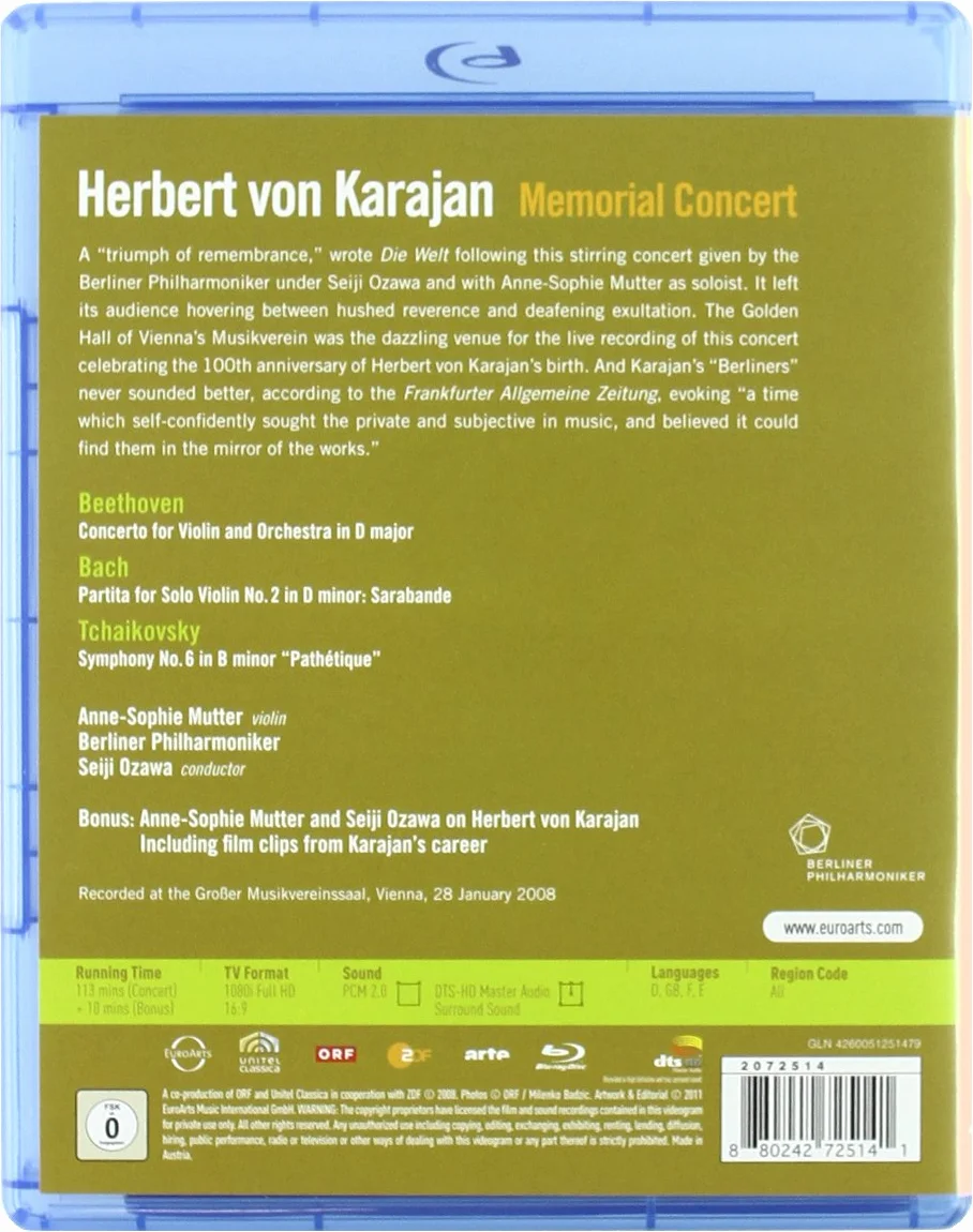 Herbert von Karajan Memorial Concert Berliner Philharmoniker Ozawa Mutter Booklet