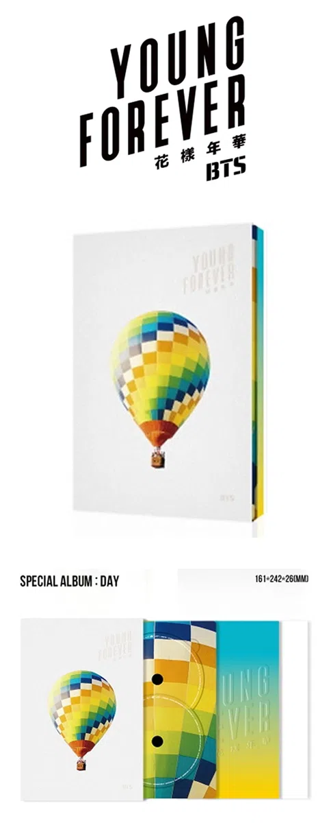 BTS Young Forever [Day Version] The Most Beautiful Moment in Life Album 2CDs+Poster+Photobook+Polaroid Photocard+(Extra BTS 6 Photocards+1 Double-Sided Photocard+Logo Sticker)
