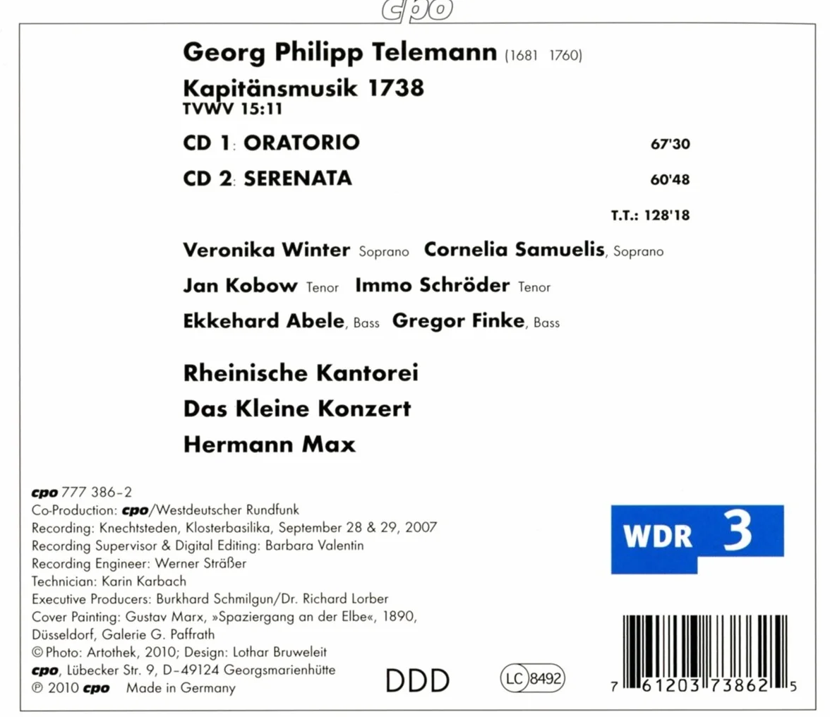Telemann Kapitänmusik 1738 Winter Samuelis Kowbow Abele Max