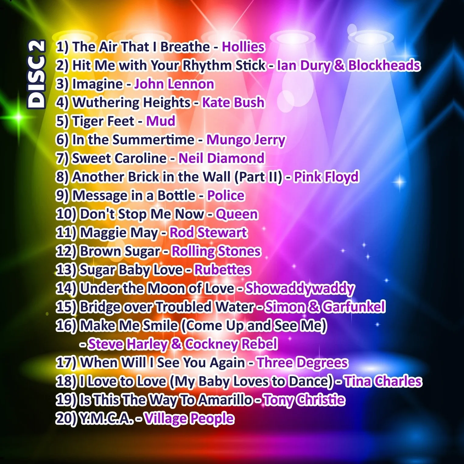 Mr Entertainer Big Hits of The 70's Double Pack 40 Classic Songs karaoké des années 70