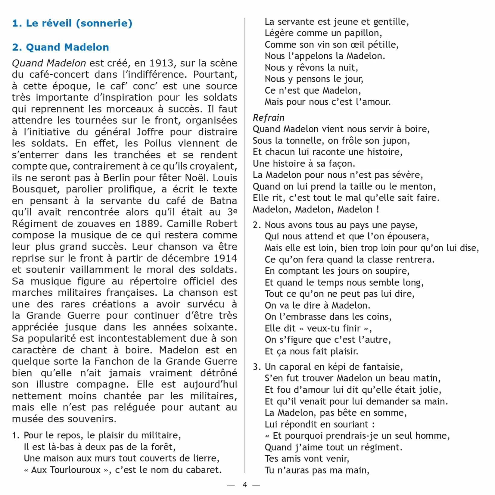 Chants des appelés