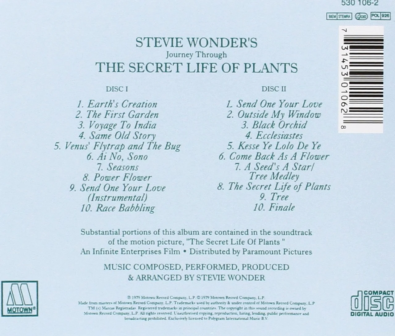 Stevie Wonder's Journey through the Secret Life of Plants Vol. 1