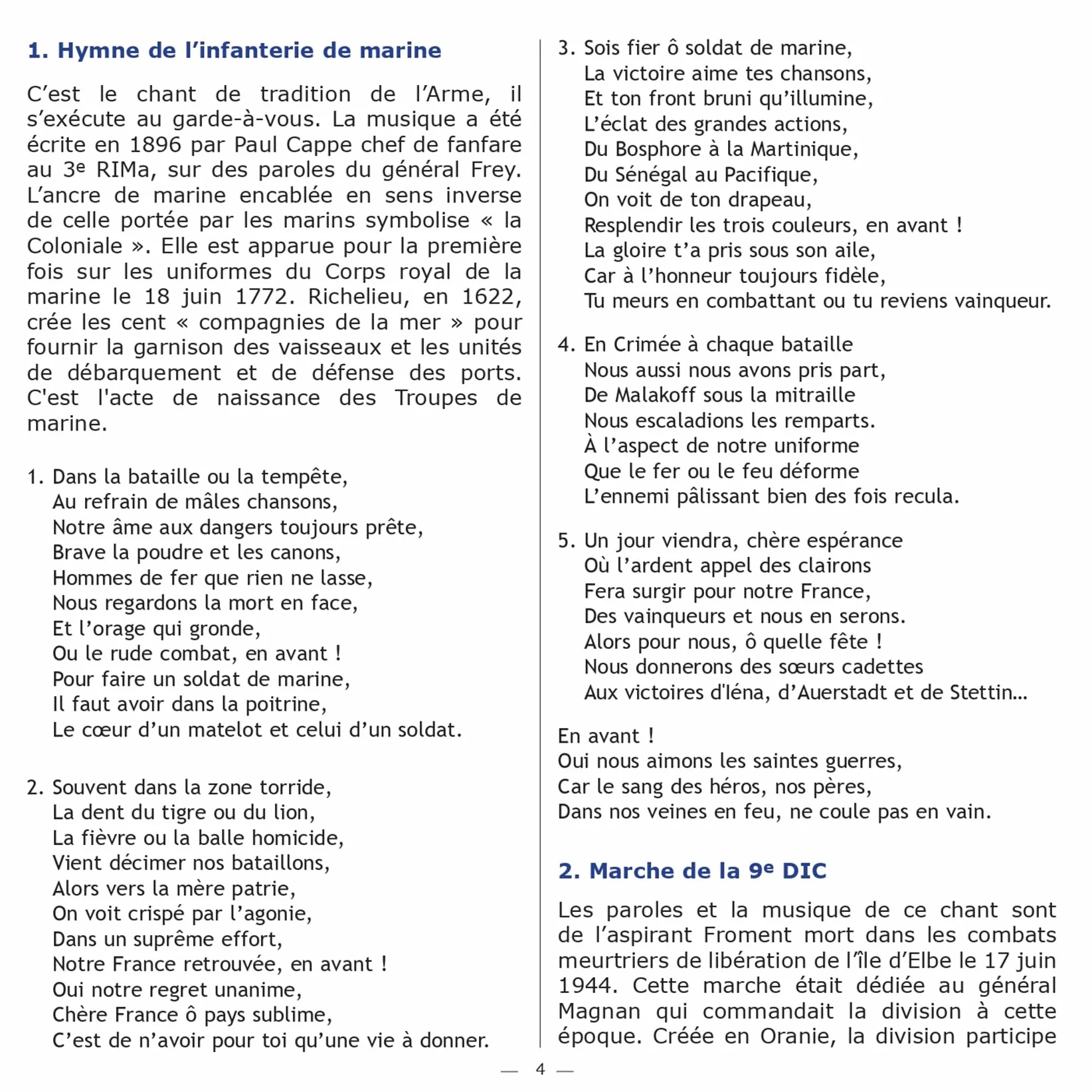 Chants des Troupes de Marine