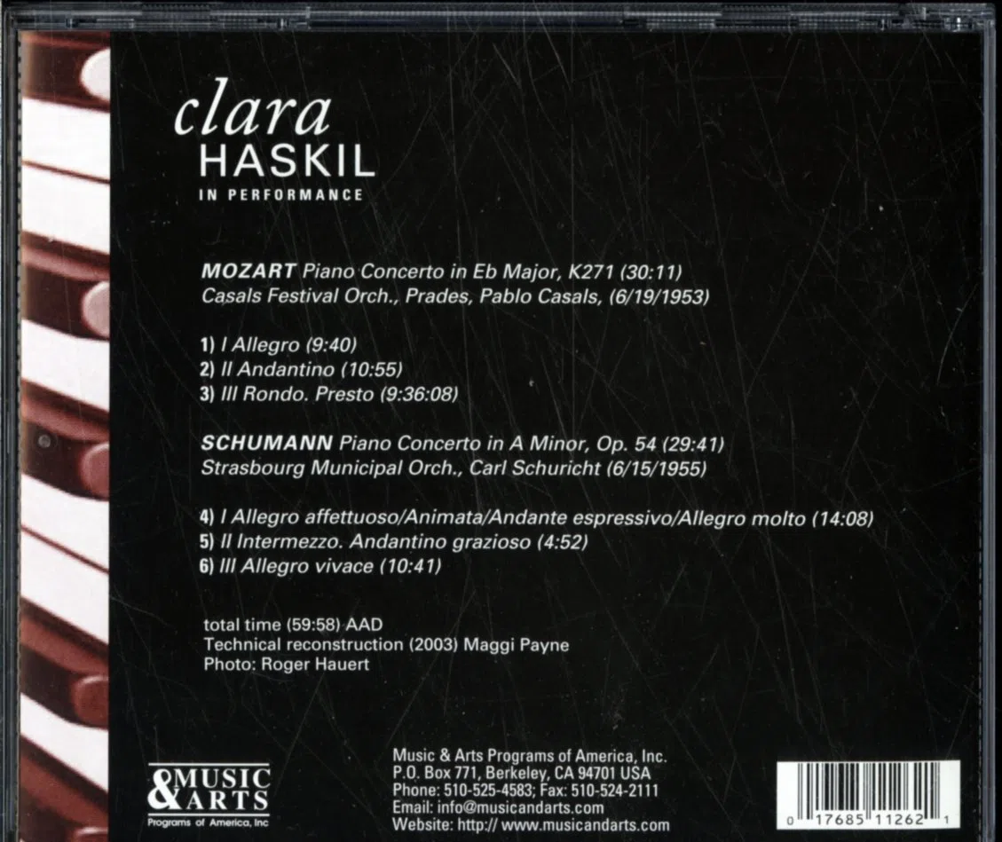 Clara Haskil En Concert - Mozart : Concerto N°9 Jeune-Homme K271 - Schumann : Concerto Op. 54