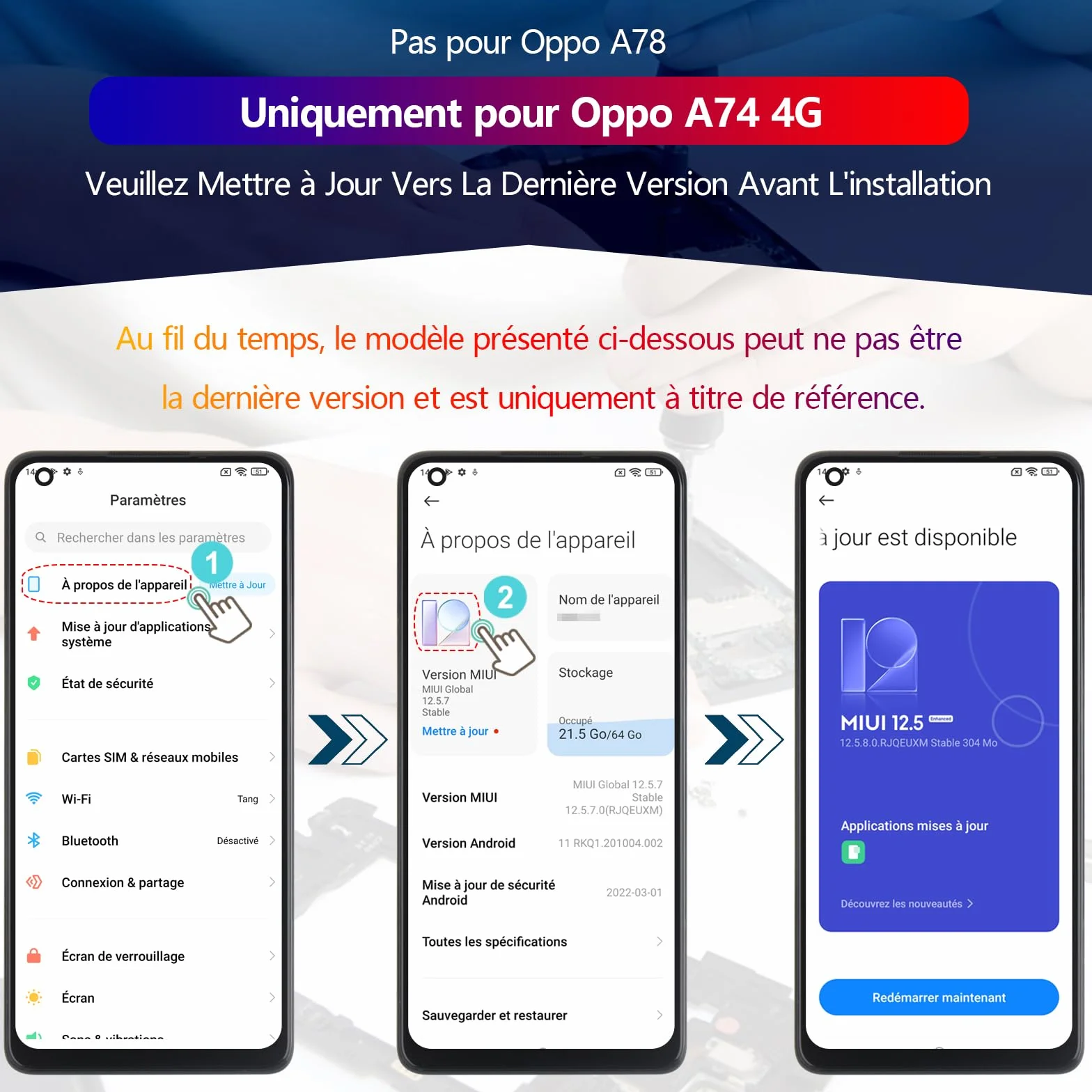 Écran OLED LCD 6.43" Oppo A74 4G Remplacement avec Cadre Noir