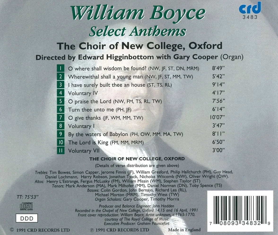 William Boyce Anthems (Sélection)