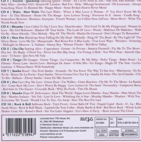 Let's Dance: Foxtrot, Quickstep, Rock & Roll, Slow Waltz, Mambo, Rhumba, Slow Fox, Waltz, Cha Cha, Tango, Samba, Jive