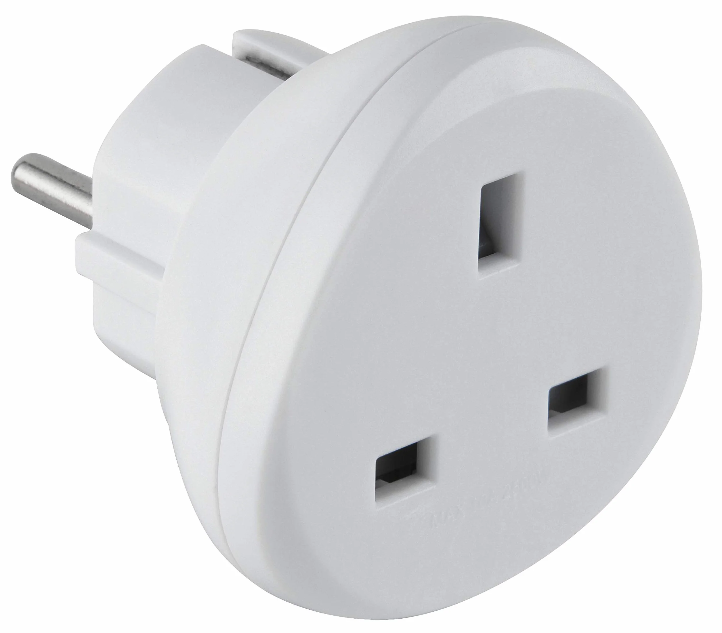 Electraline Adaptateur de voyage UK vers France/Europe, blanc