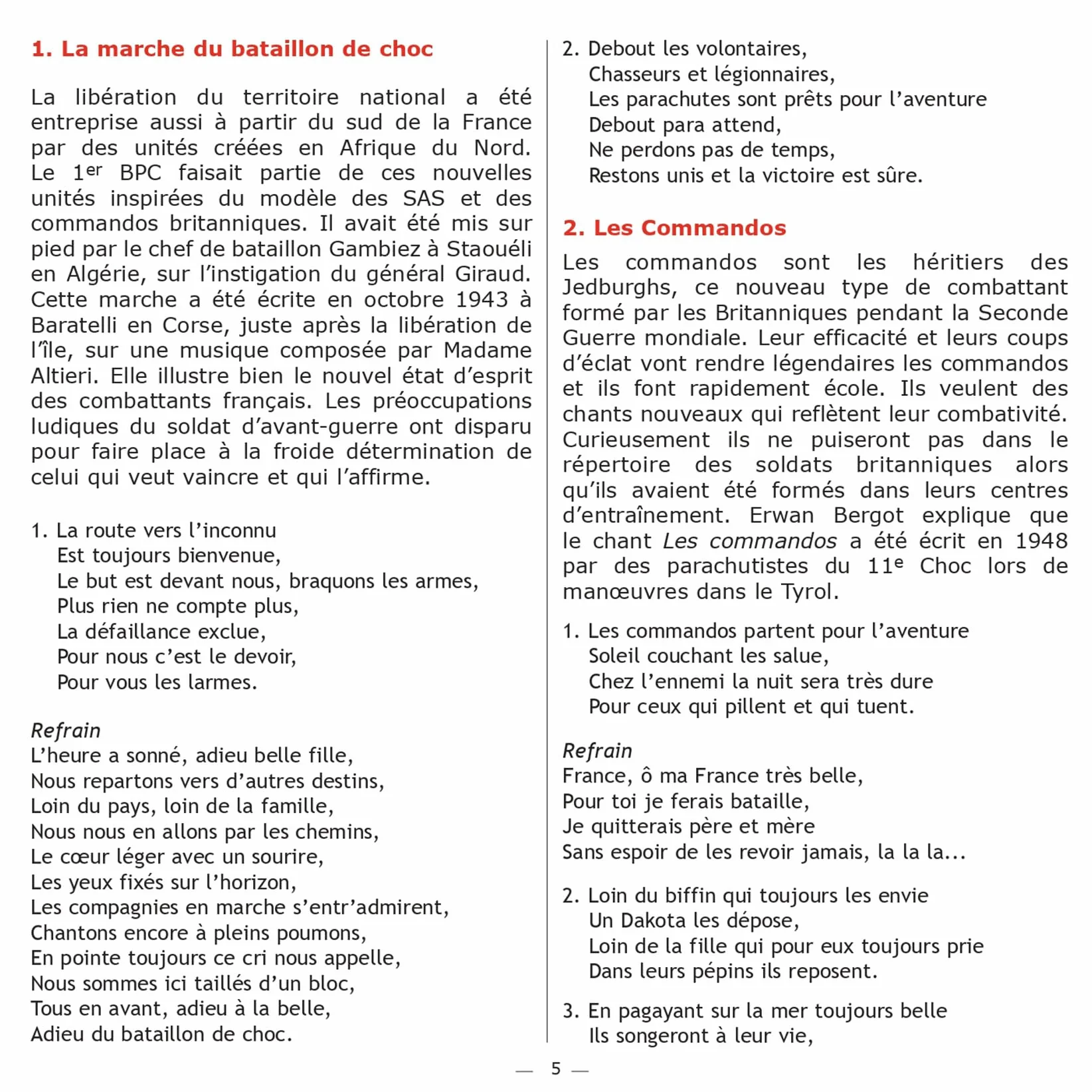 Chants des parachutistes