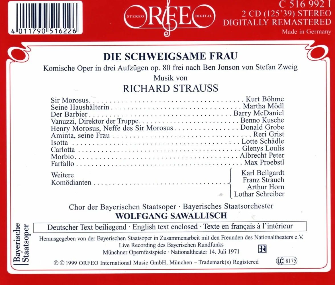 Strauss Die schweigsame Frau La Femme silencieuse