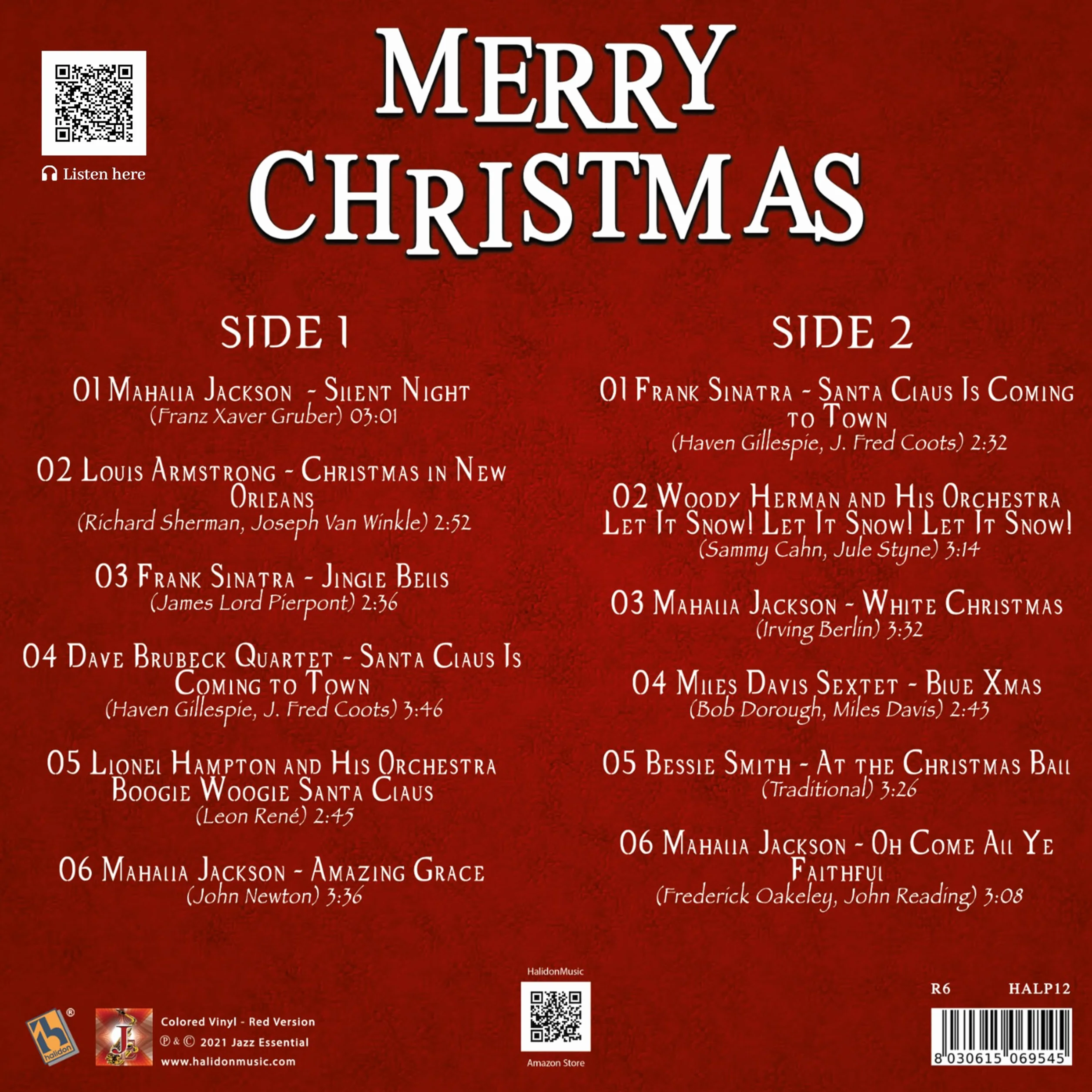 Louis Armstrong Mahalia Jackson Frank Sinatra Miles Davis Sextet Merry Christmas Coloré version Rouge