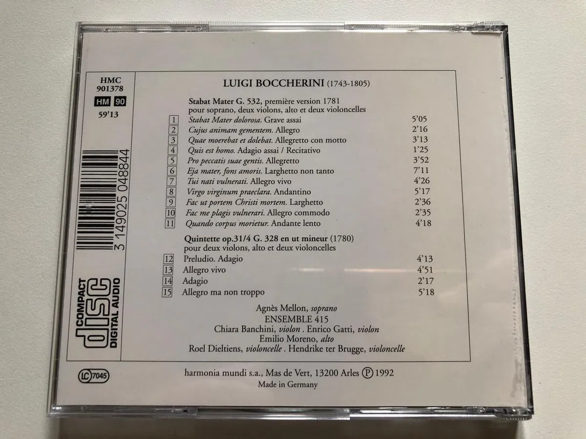 Boccherini: Stabat Mater ~ Quintette Op. 31 en ut mineur